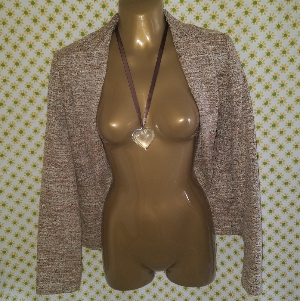 Women's Calvin Klein Tan Tweed Blazer Jacket